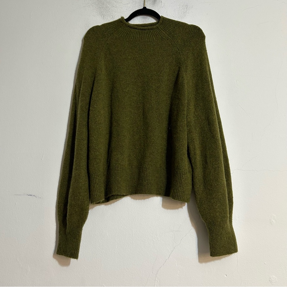 J. Crew Rollneck Sweater in Supersoft Yarn Green Size Large Fall Preppy Classic